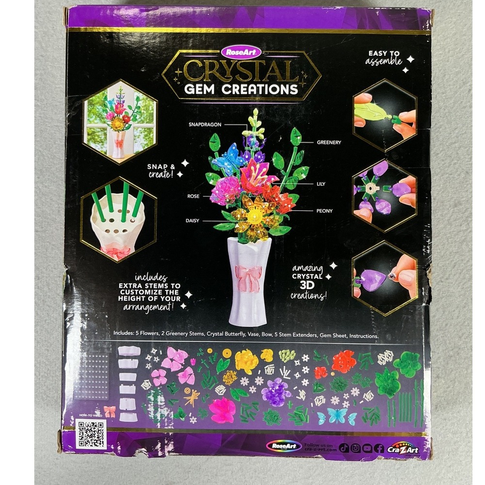 RoseArt Crystal Gem Creations Beautiful Bouquet 450 Pc 3D Flower Building Kit OS